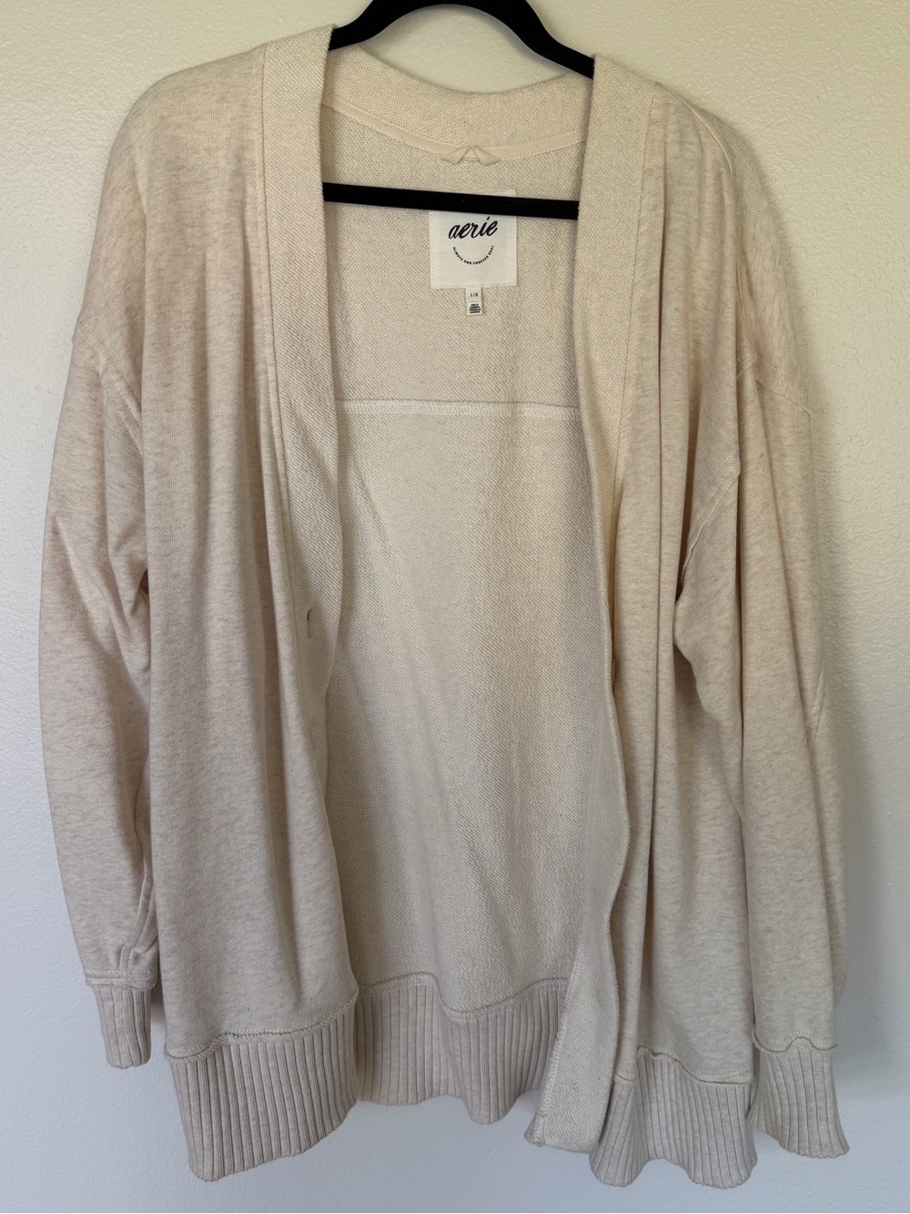 aerie Cream Open-Front Lightweight Cardigan